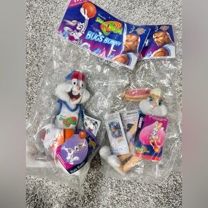 VINTAGE 1996 LOONEY TUNES X SPACE JAM McDonalds Bugs Bunny & Lola Bunny Plushes
